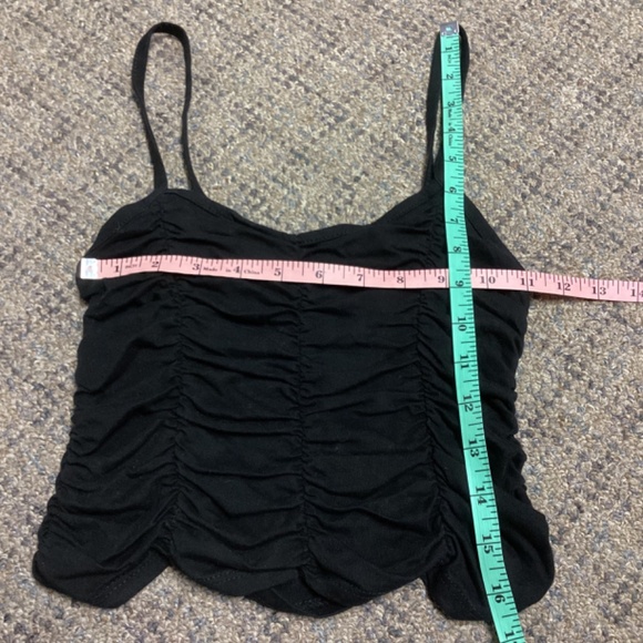 SO Black Ruched Spaghetti Strap Tank Top * Size Juniors Small - Picture 3 of 6